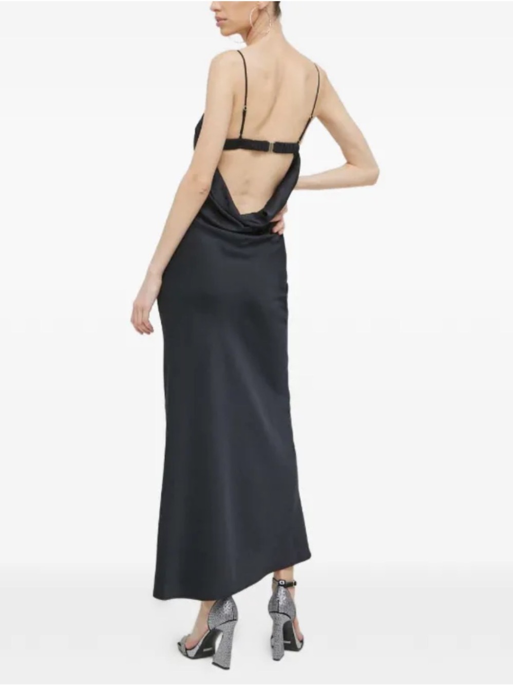 Abercrombie & Fitch Black Satin Backless Slip Dress XXSP